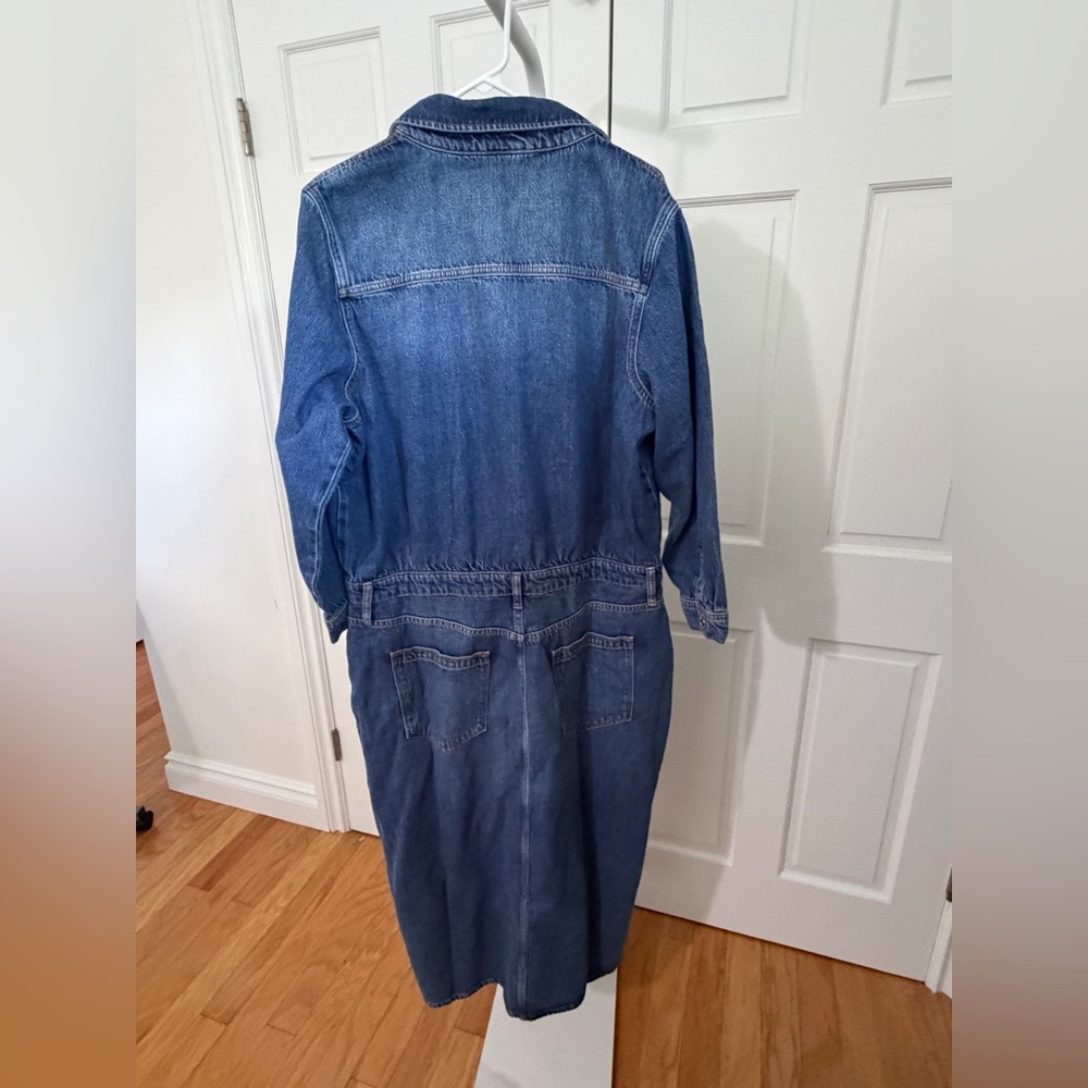 NWT Reiss Terra Petite Denim Button-Through Midi Denim Dress Size 14 Petite - Picture 8 of 8